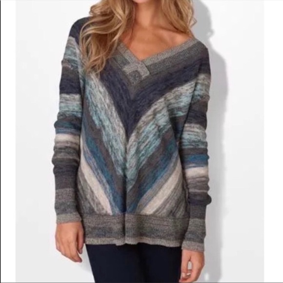 Free People Sweaters - Free People | Chevron Stripe Deep V Neck Sweater